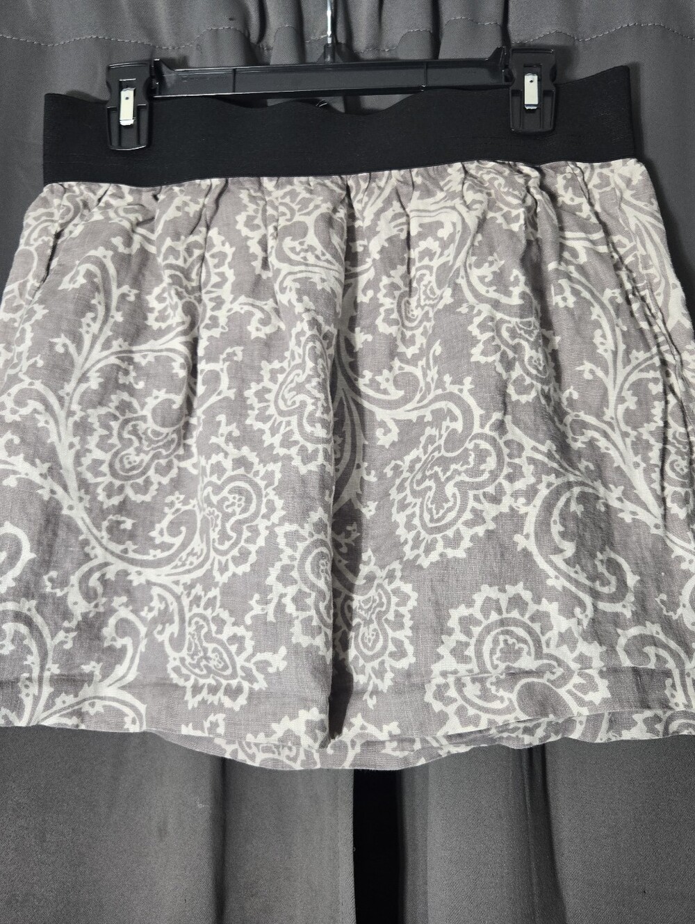 Ann Taylor LOFT Linen Bubble Skirt Paisley Design Thick Elastic Waist Size 8